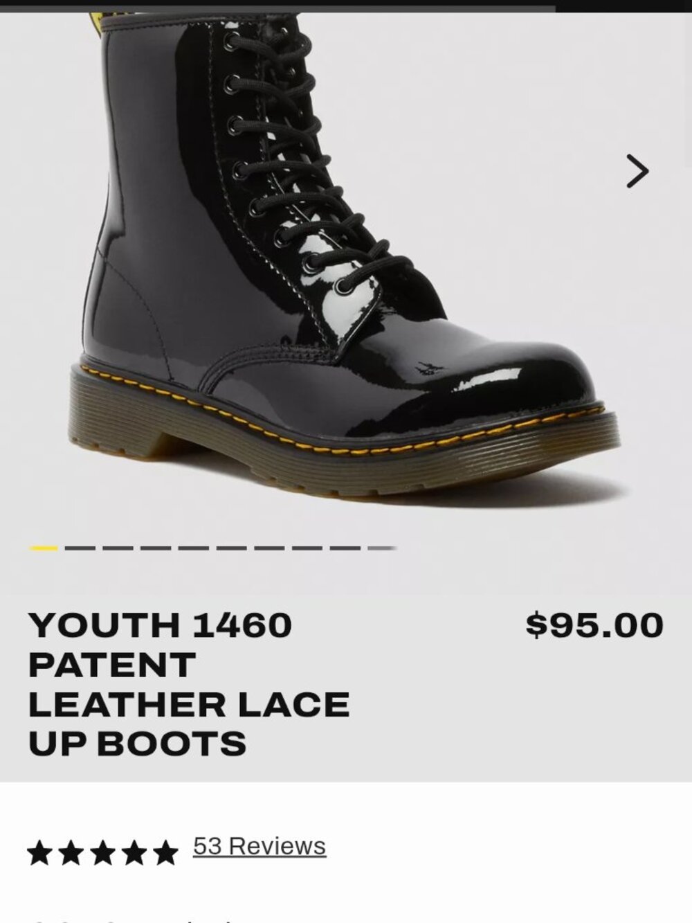 Patent Leather Doc Martin Combat Boots Size 9